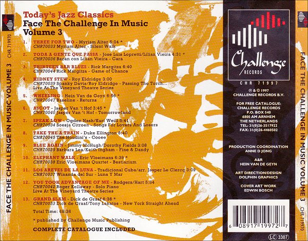 Various - Today's Jazz Classics - Face The Challenge In Music, Volume 3 | Challenge Jazz (CHR 71997) - 2