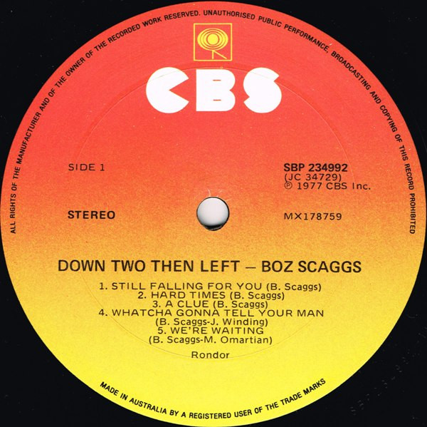 Boz Scaggs - Down Two Then Left | CBS (SBP 234992) - 2 Boz Scaggs - Down Two Then Left | CBS (SBP 234992) - 2