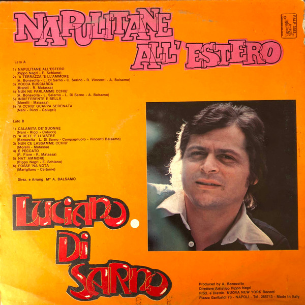 Luciano Di Sarno - Napulitane All'Estero | Nuova New York Record (PALP 3353) - 2 Luciano Di Sarno - Napulitane All'Estero | Nuova New York Record (PALP 3353) - 2