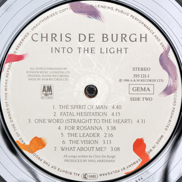 Chris de Burgh - Into The Light | A&M Records (395121-1) - 4