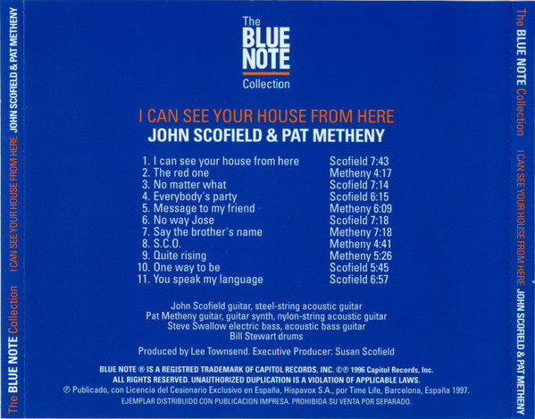 John Scofield & Pat Metheny - I Can See Your House From Here | Blue Note (CDP 7243 8 27765 2 9) - 2
