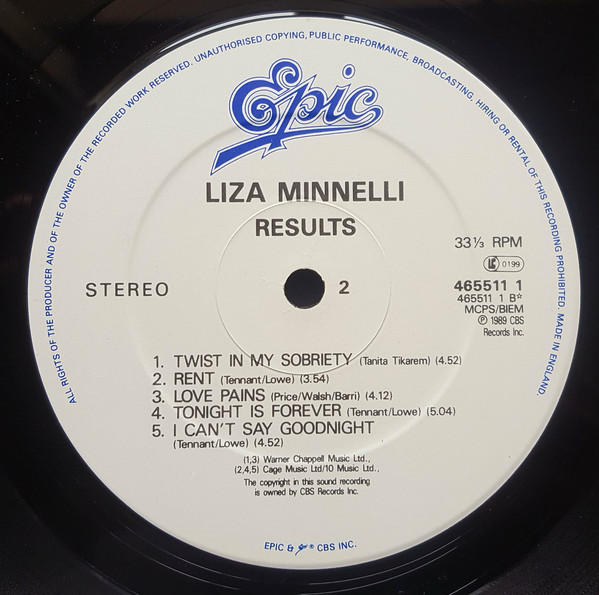 Liza Minnelli - Results | Epic (EPC 465511 1) - 4 Liza Minnelli - Results | Epic (EPC 465511 1) - 4