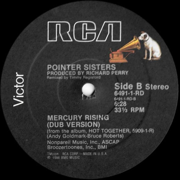 Pointer Sisters - Mercury Rising | RCA Victor (6491-1-RD) - 2
