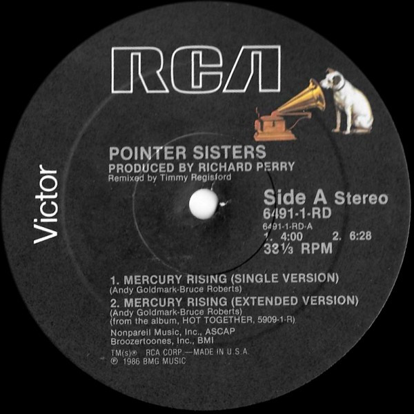Pointer Sisters - Mercury Rising | RCA Victor (6491-1-RD) - main