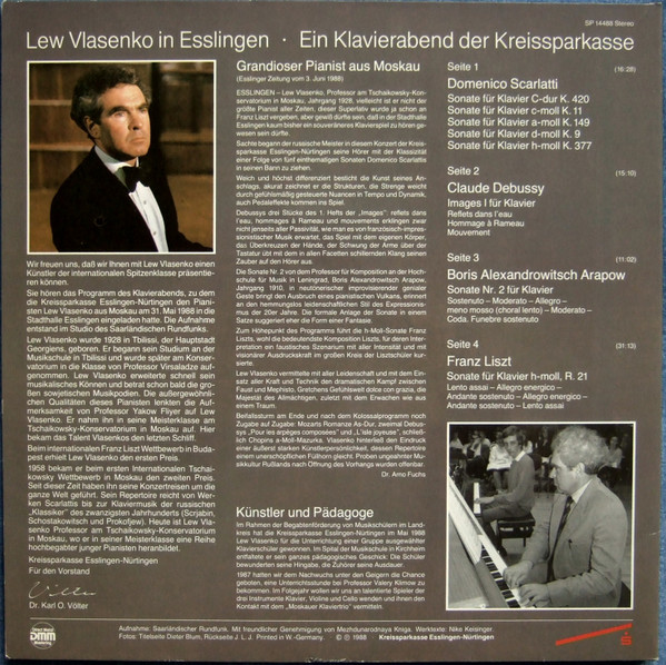Lev Vlasenko - in Esslingen - Ein Klavierabend Der Kreissparkasse | Kreissparkasse Esslingen-Nürtingen (SP 14488 Stereo) - 3