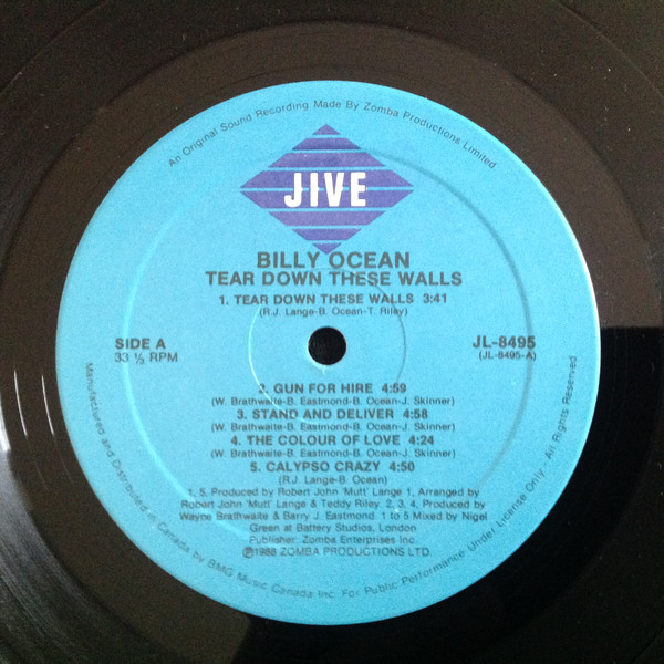 Billy Ocean - Tear Down These Walls [Vinyl] | Jive (JL-8495) - 4