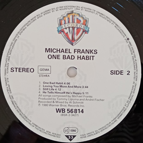 Michael Franks - One Bad Habit | Warner Bros. Records (WB 56 814) - 3