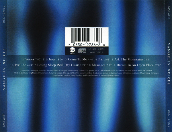 Vangelis - Voices | EastWest (0630 12786 2) - 2
