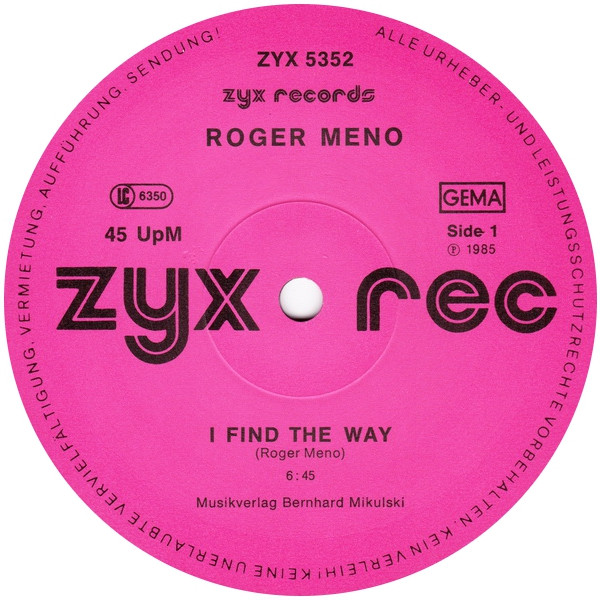 Roger Meno - I Find The Way | ZYX Records (ZYX 5352) - 3