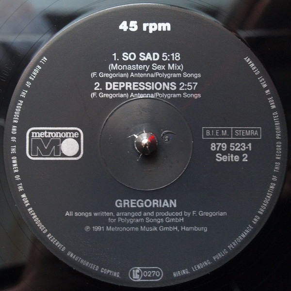 Gregorian - So Sad | Metronome (879 523-1) - 2