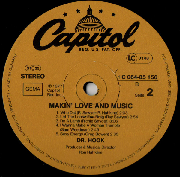 Dr. Hook - Makin' Love And Music | Capitol Records (1C 064 85 156) - 4
