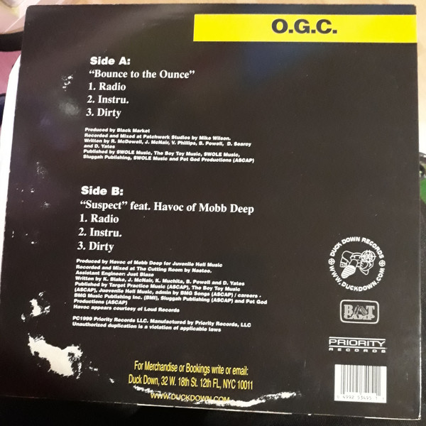 O.G.C. - Bounce To The Ounce / Suspect | Duck Down Records (PVL 53495) - 2