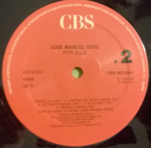 José Manuel Soto - Por Ella | CBS (CBS 462564-1) - 4