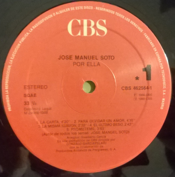José Manuel Soto - Por Ella | CBS (CBS 462564-1) - 3