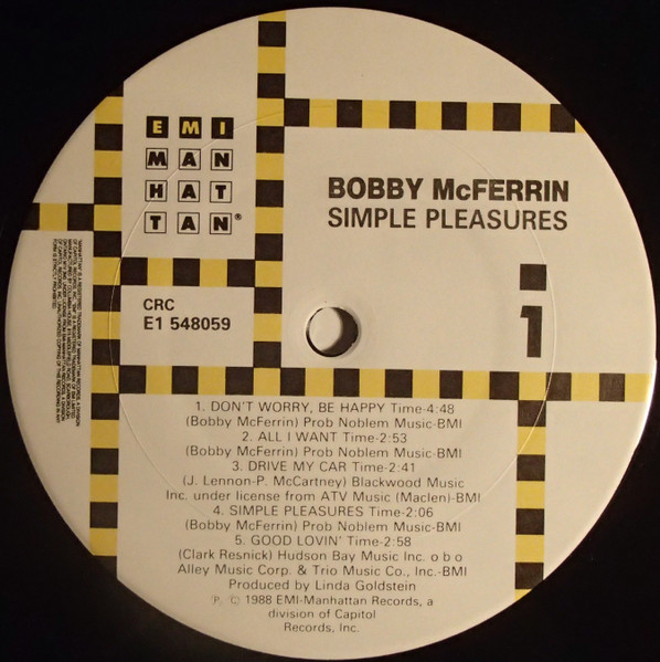 Bobby McFerrin - Simple Pleasures [Vinyl] | EMI-Manhattan Records (E1 48059) - 3