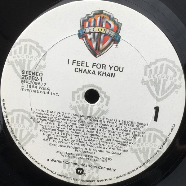 Chaka Khan - I Feel For You | Warner Bros. Records (25162-1) - 3 Chaka Khan - I Feel For You | Warner Bros. Records (25162-1) - 3