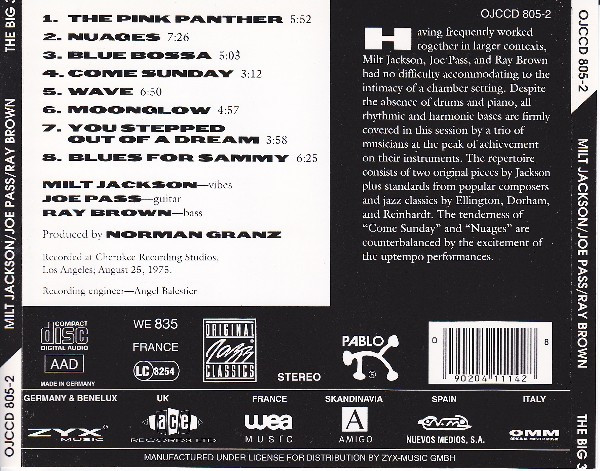 Milt Jackson - Joe Pass - Ray Brown - The Big 3 | Original Jazz Classics (OJCCD-805-2) - 4