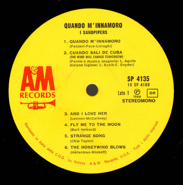 The Sandpipers - Quando M'Innamoro | A&M Records (SP 4135) - 3