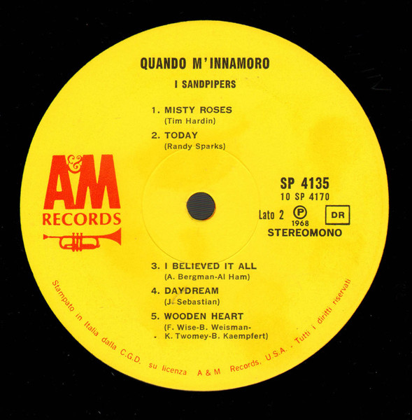 The Sandpipers - Quando M'Innamoro | A&M Records (SP 4135) - 4