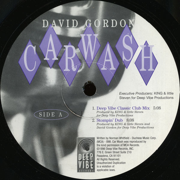 David Gordon - Car Wash | Deep Vibe Records (DVR-40001)