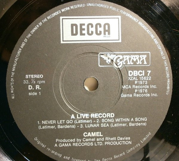 Camel - A Live Record | Decca (DBCI 7/8) - 3 Camel - A Live Record | Decca (DBCI 7/8) - 3