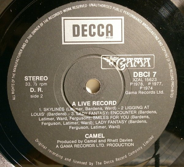 Camel - A Live Record | Decca (DBCI 7/8) - 4 Camel - A Live Record | Decca (DBCI 7/8) - 4