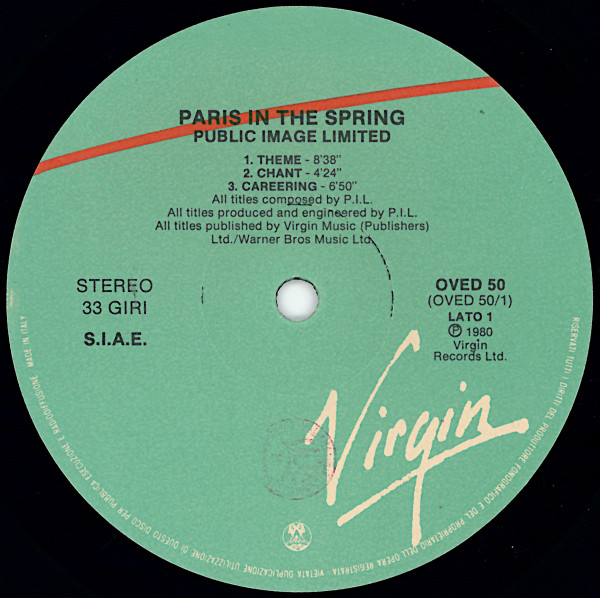 Public Image Limited - Paris Au Printemps | Virgin (OVED 50) - 3