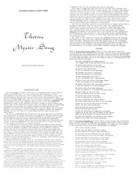 Abbots Of The Brug-Pa Bka-Brgyud Sect , Brong-Pa Rin-Poch-e , Chos-Rgyal Rgyamtsho VIII - Tibetan Mystic Song | Lyrichord (LLST 7290) - 4