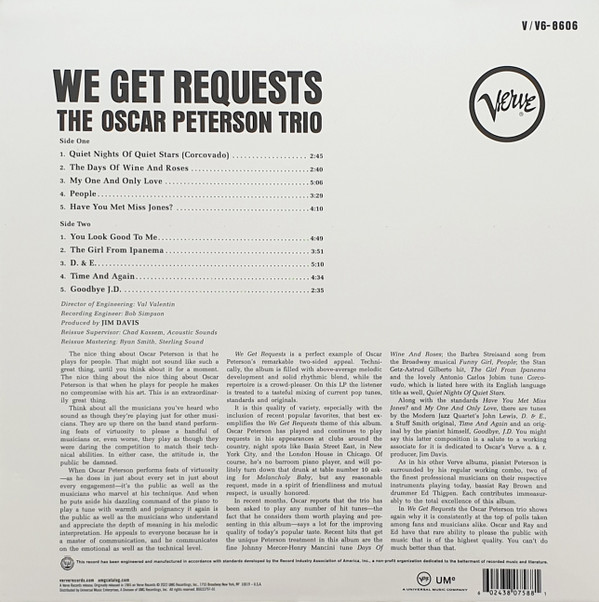 The Oscar Peterson Trio - We Get Requests | Verve Records (B0033797-01) - 3 The Oscar Peterson Trio - We Get Requests | Verve Records (B0033797-01) - 3