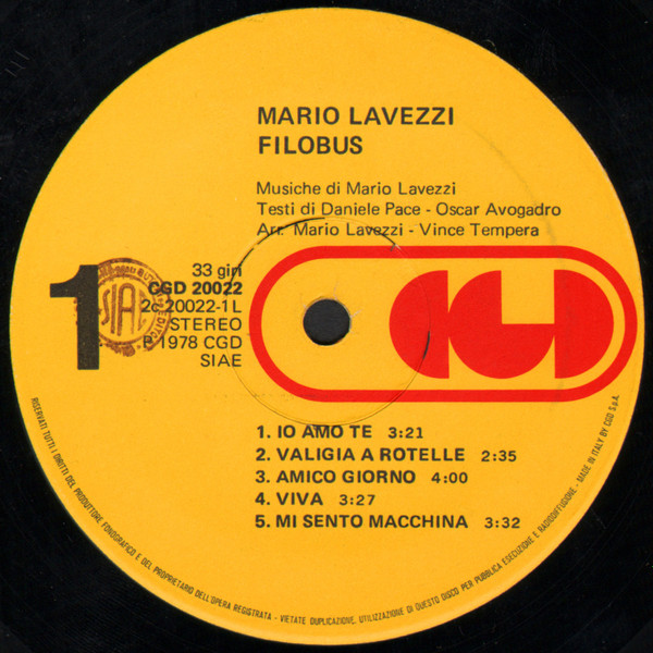Mario Lavezzi - Filobus | CGD (CGD 20022) - 3