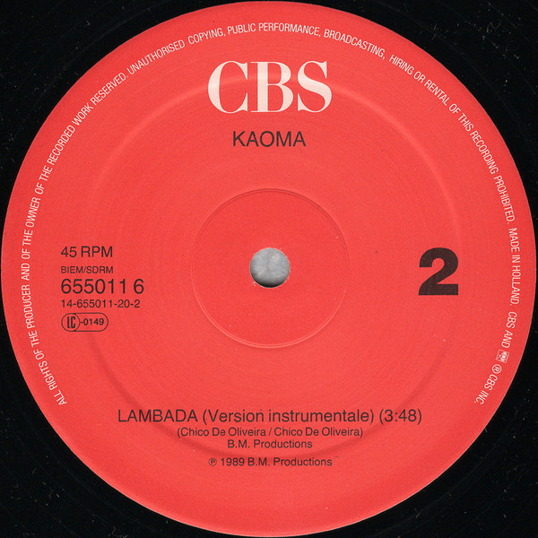 Kaoma - Lambada | CBS (655011 6) - 2