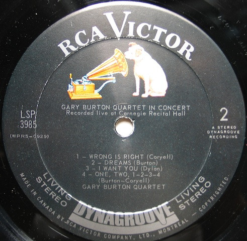 Gary Burton Quartet - Gary Burton Quartet In Concert | RCA Victor (LSP 3985) - 4