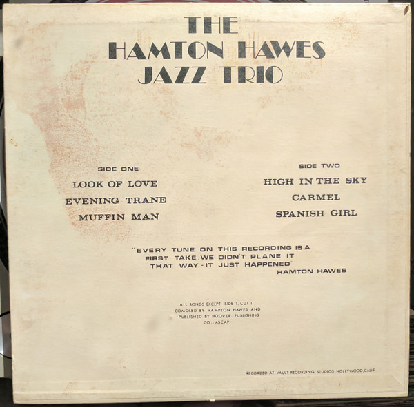 Hampton Hawes Trio Featuring Leroy Vinnegar With Donald Bailey - The Hampton Hawes Jazz Trio | Dore (LP #10001) - 2
