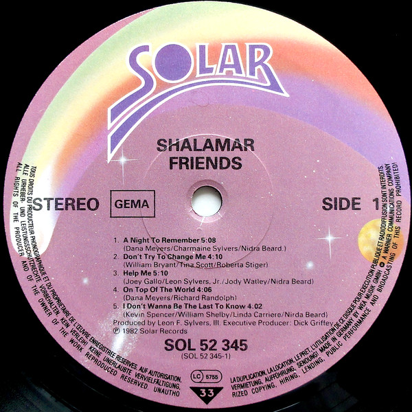 Shalamar - Friends | Solar (SOL K 52 345 (S 28)) - 3 Shalamar - Friends | Solar (SOL K 52 345 (S 28)) - 3
