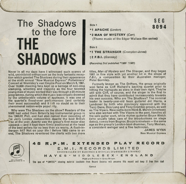 The Shadows - The Shadows To The Fore | Columbia (SEG 8094) - 2 The Shadows - The Shadows To The Fore | Columbia (SEG 8094) - 2