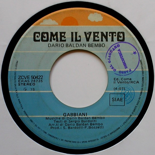 Dario Baldan Bembo - Crescendo / Gabbiani | Come Il Vento (ZCVE 50422) - 4