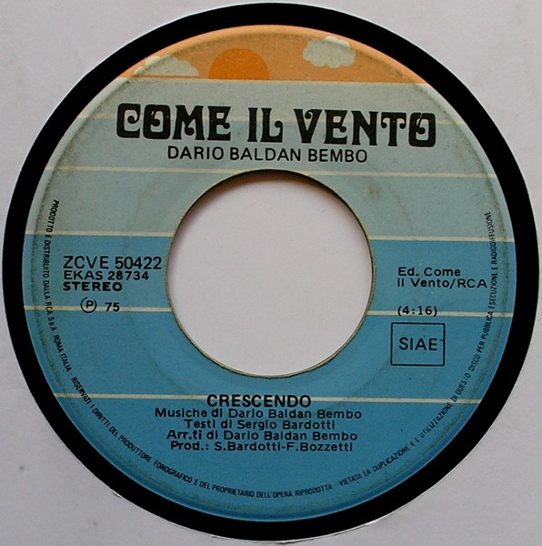 Dario Baldan Bembo - Crescendo / Gabbiani | Come Il Vento (ZCVE 50422) - 3