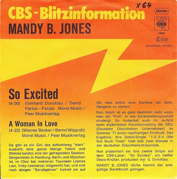 Mandy B. Jones - So Excited | CBS (CBS S 5898) - main