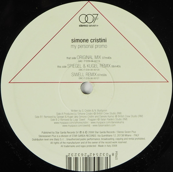 Simone Cristini - My Personal Promo | Stereoseven Plus (STP 054) - main