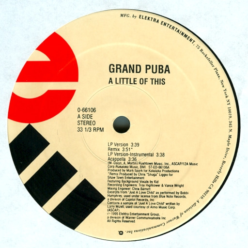 Grand Puba - A Little Of This / I Like It (I Wanna Be Where You Are) | Elektra (0-66106) - 2 Grand Puba - A Little Of This / I Like It (I Wanna Be Where You Are) | Elektra (0-66106) - 2