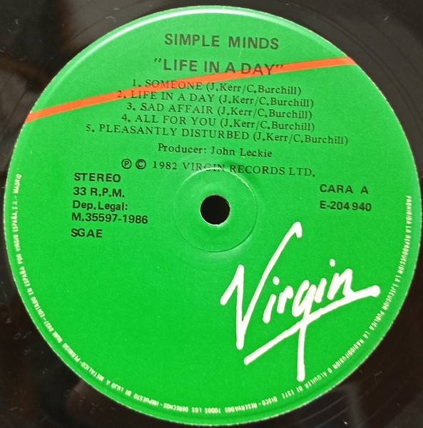 Simple Minds - Life In A Day | Virgin (E 204940) - 3 Simple Minds - Life In A Day | Virgin (E 204940) - 3