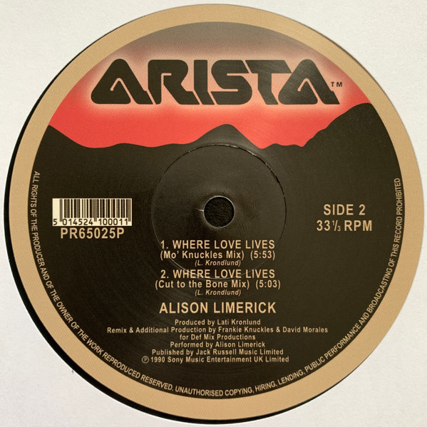 Alison Limerick - Where Love Lives | Arista (PR65025P) - 2
