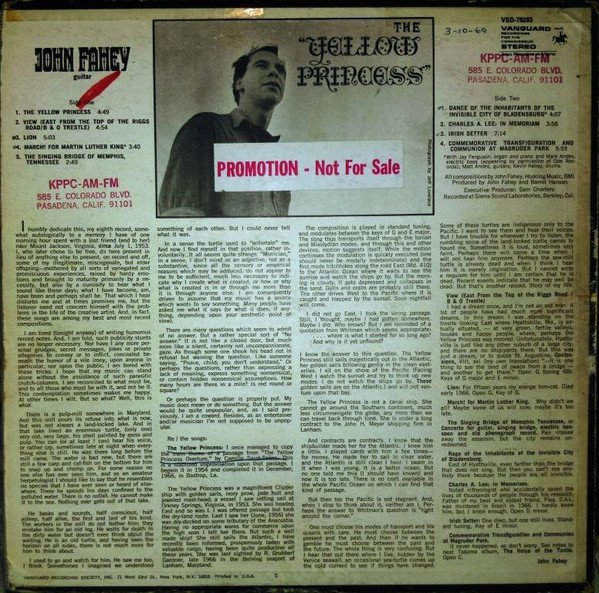 John Fahey - The Yellow Princess | Vanguard (VSD-79293) - 2