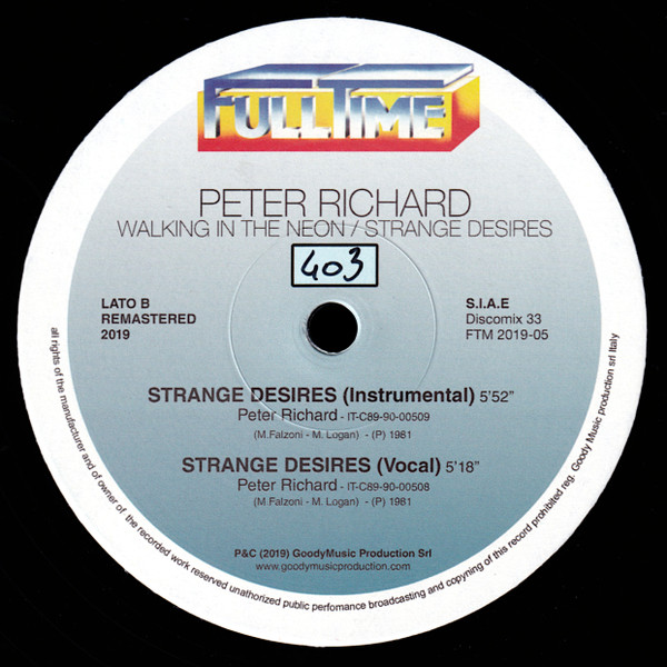 Peter Richard - Walking In The Neon / Strange Desires | Full Time Records (FTM 2019-05) - 2 Peter Richard - Walking In The Neon / Strange Desires | Full Time Records (FTM 2019-05) - 2