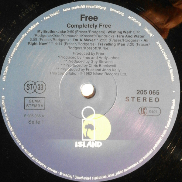 Free - Completely Free | Island Records (205 065-320) - 3