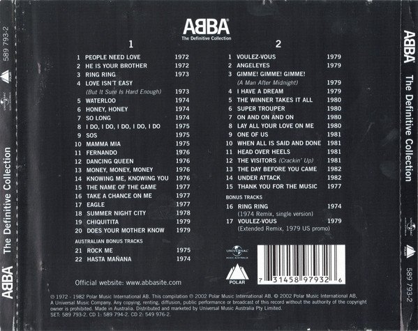 ABBA - The Definitive Collection CD | Polar (589 793-2) - 2 ABBA - The Definitive Collection CD | Polar (589 793-2) - 2