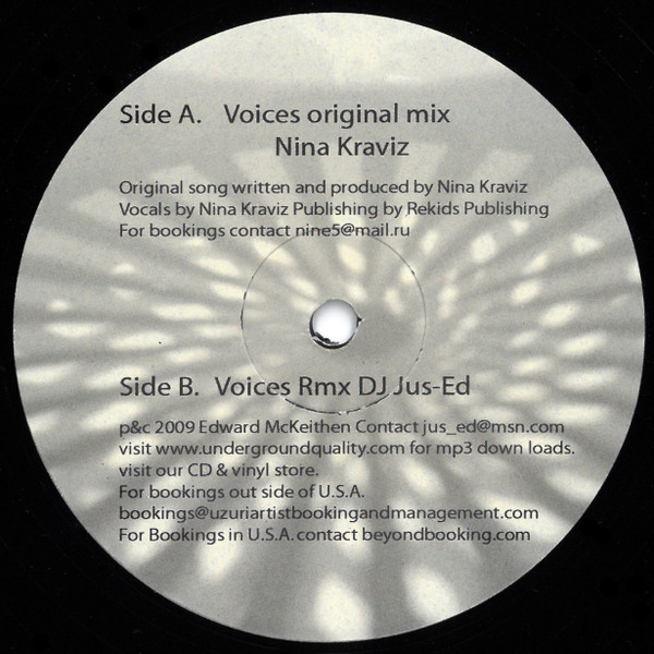 Jus-Ed Presents Nina Kraviz - Voices RMX Project Featuring The East Coast All Star U.Q. Producers | Underground Quality (UQ-019) Jus-Ed Presents Nina Kraviz - Voices RMX Project Featuring The East Coast All Star U.Q. Producers | Underground Quality (UQ-019)