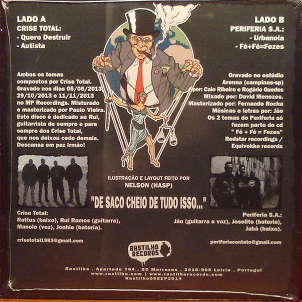Periferia S/A Vs Crise Total - De Saco Cheio De Tudo Isso... | Rastilho Records (Rastilho098EP2014) - 2