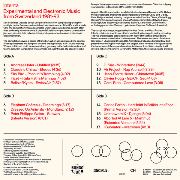 Various - Intenta: Experimental And Electronic Music From Switzerland 1981-93 | Les Disques Bongo Joe (BJR 050) - 2 Various - Intenta: Experimental And Electronic Music From Switzerland 1981-93 | Les Disques Bongo Joe (BJR 050) - 2