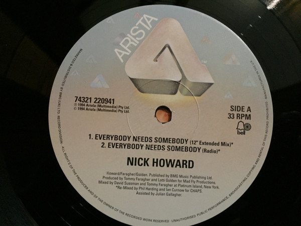Nick Howard - Everybody Needs Somebody | Arista (74321 22094 1) - 4 Nick Howard - Everybody Needs Somebody | Arista (74321 22094 1) - 4